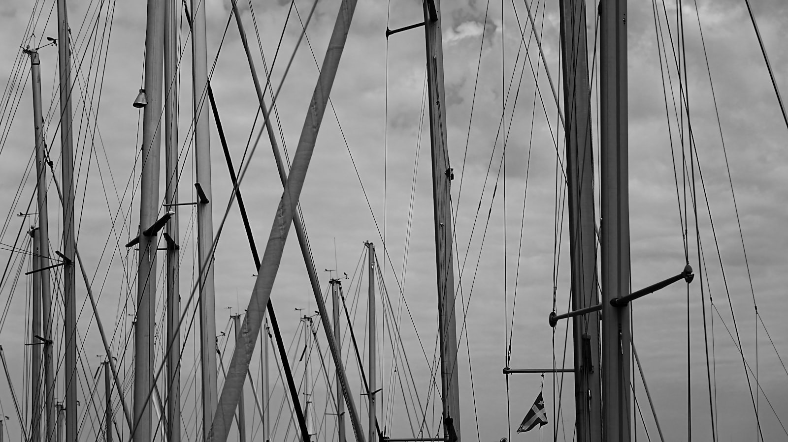 Masts in the yard against the sky