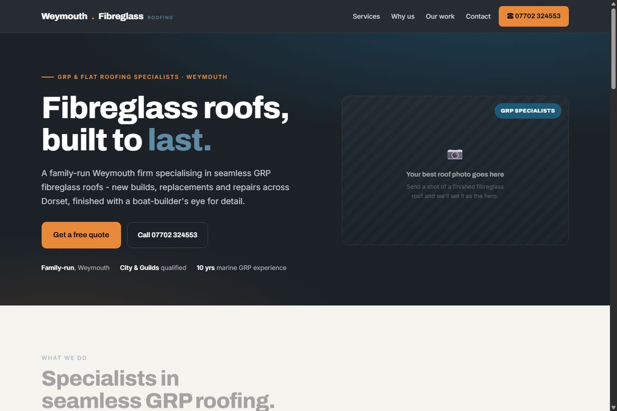 Weymouth Fibreglass Roofing website