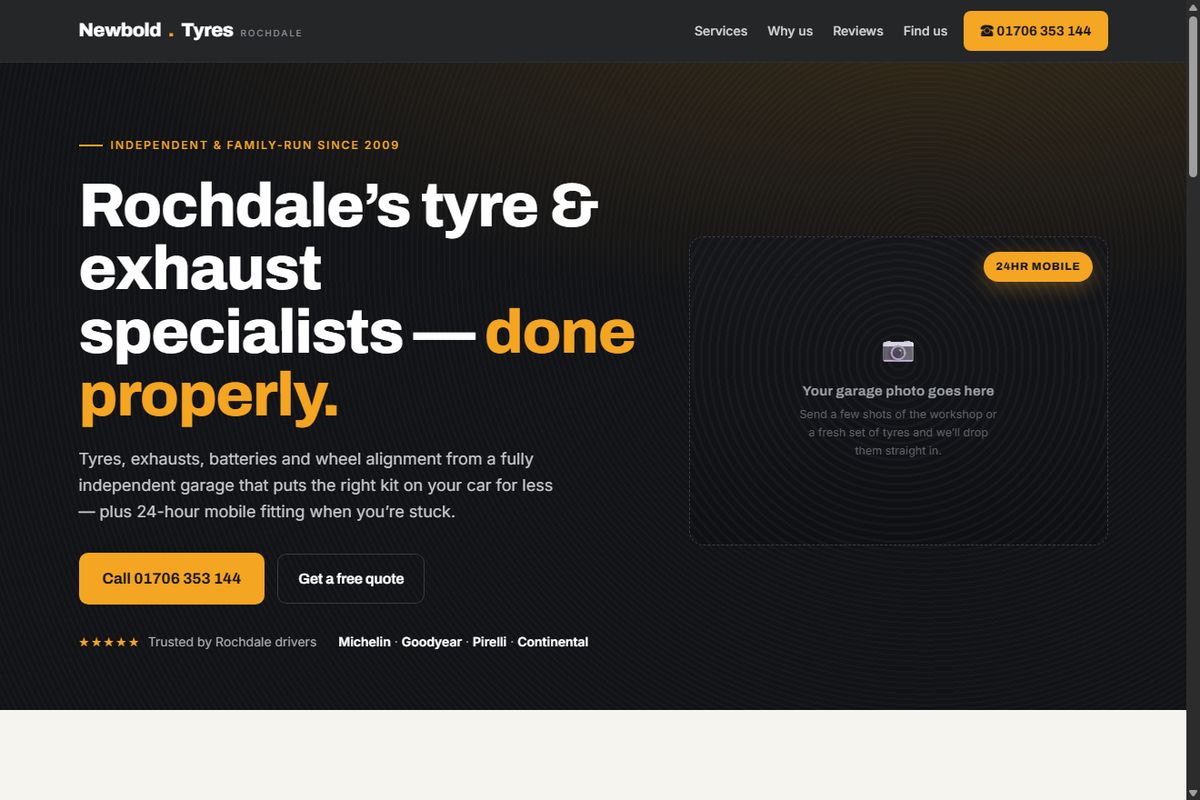 Newbold Tyres website