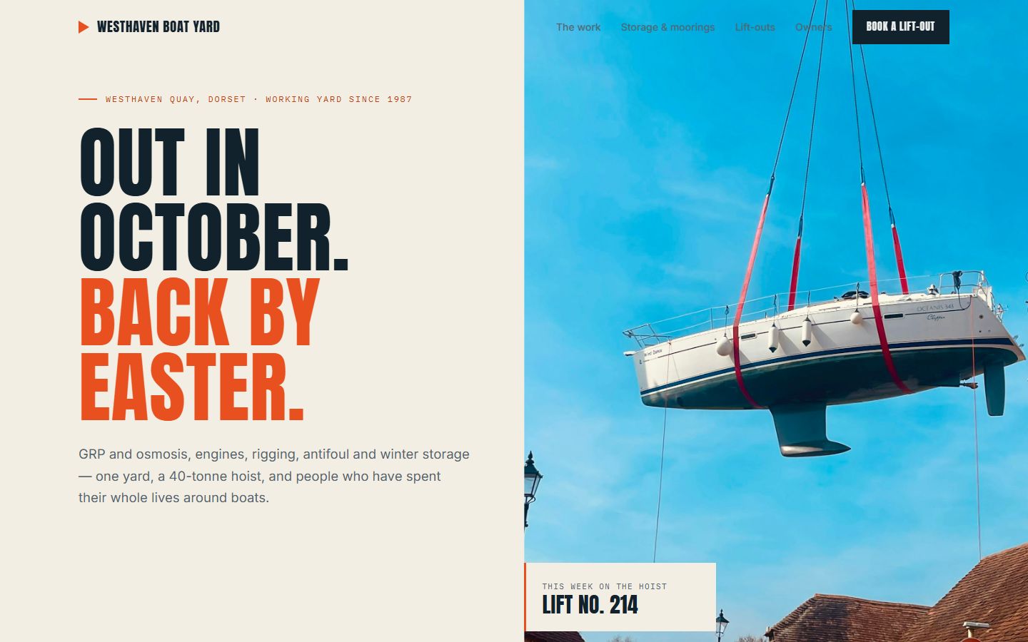 Westhaven Boat Yard - a marine website demo by Kerb Studio